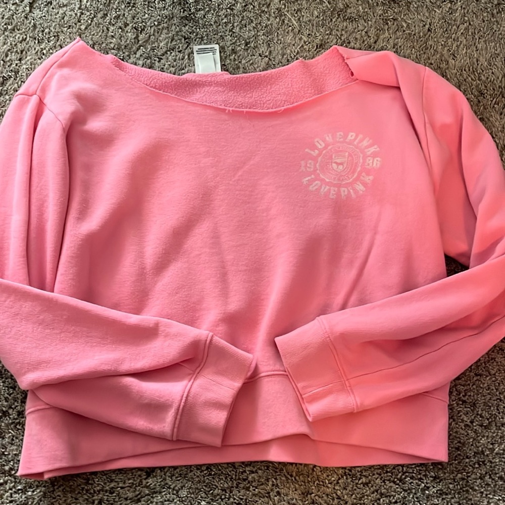 Pink Victoria secret cropped sweatshirt